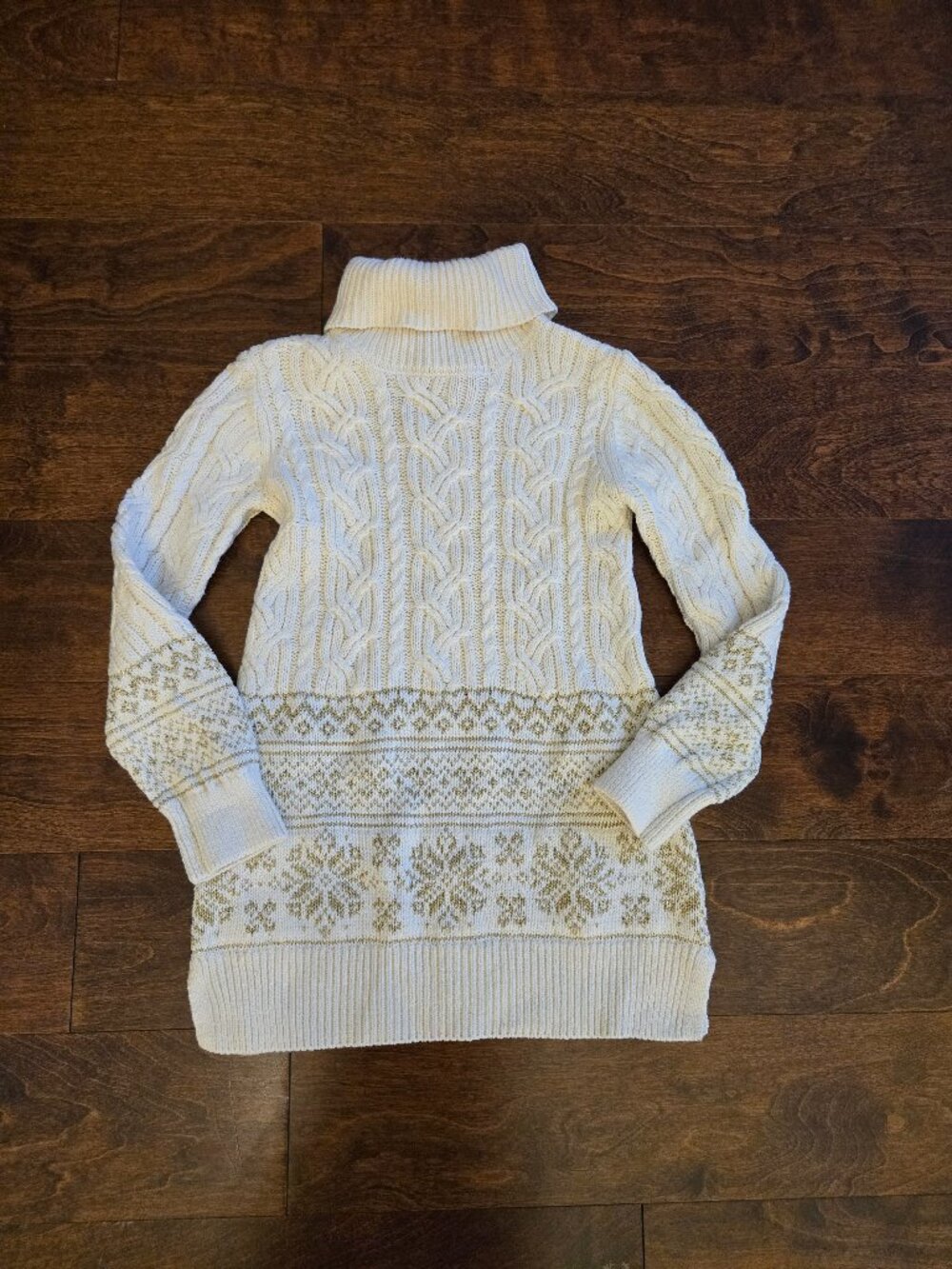 Rachel Zoe Girls Ivory and Gold Knit Turtleneck Dress Size 5-6